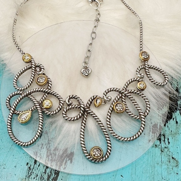 Brighton "Yalta Collar" Silver/Gold Plate Crystal Necklace Statement NWOT